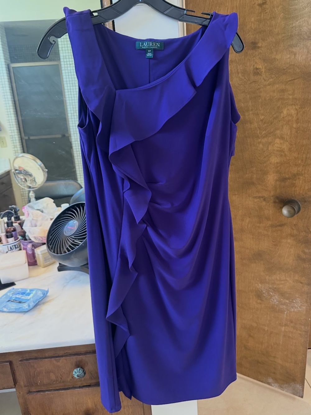 Ralph Lauren Purple Ruffle-Trim Sleeveless Dress